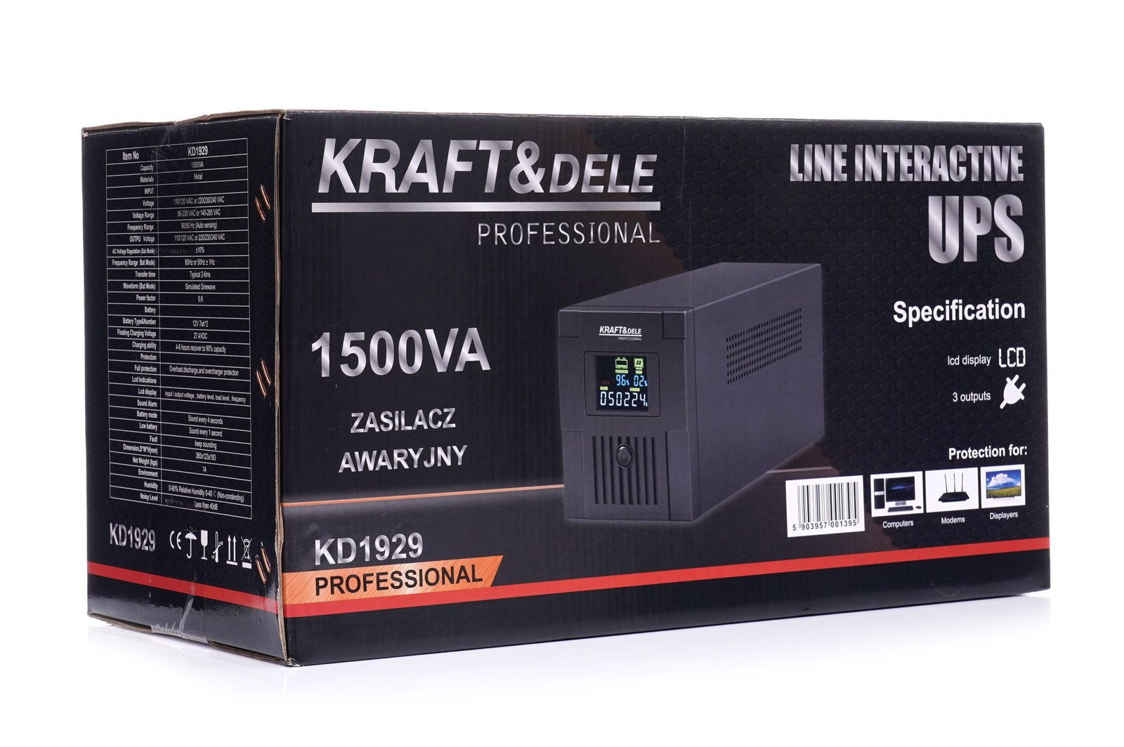 NEPERTRAUKIAMO MAITINIMO ŠALTINIS UPS 1500VA LCD Kraftdele KD1929 - Sodrinta.lt
