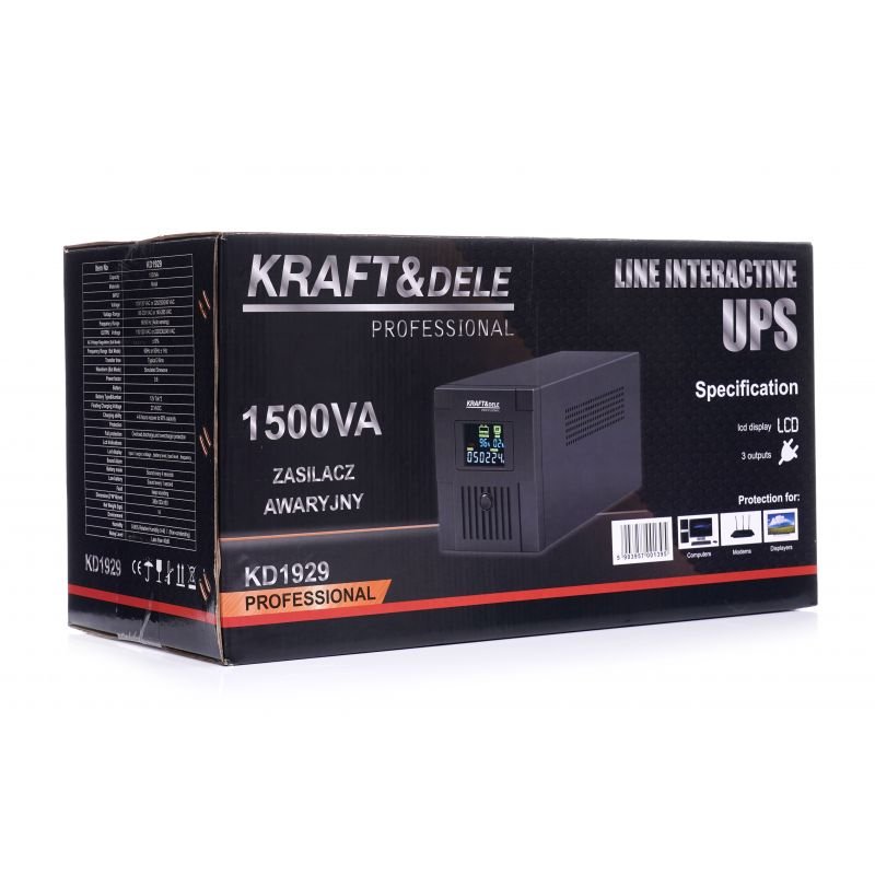 NEPERTRAUKIAMO MAITINIMO ŠALTINIS UPS 1500VA LCD Kraftdele KD1929 - Sodrinta.lt
