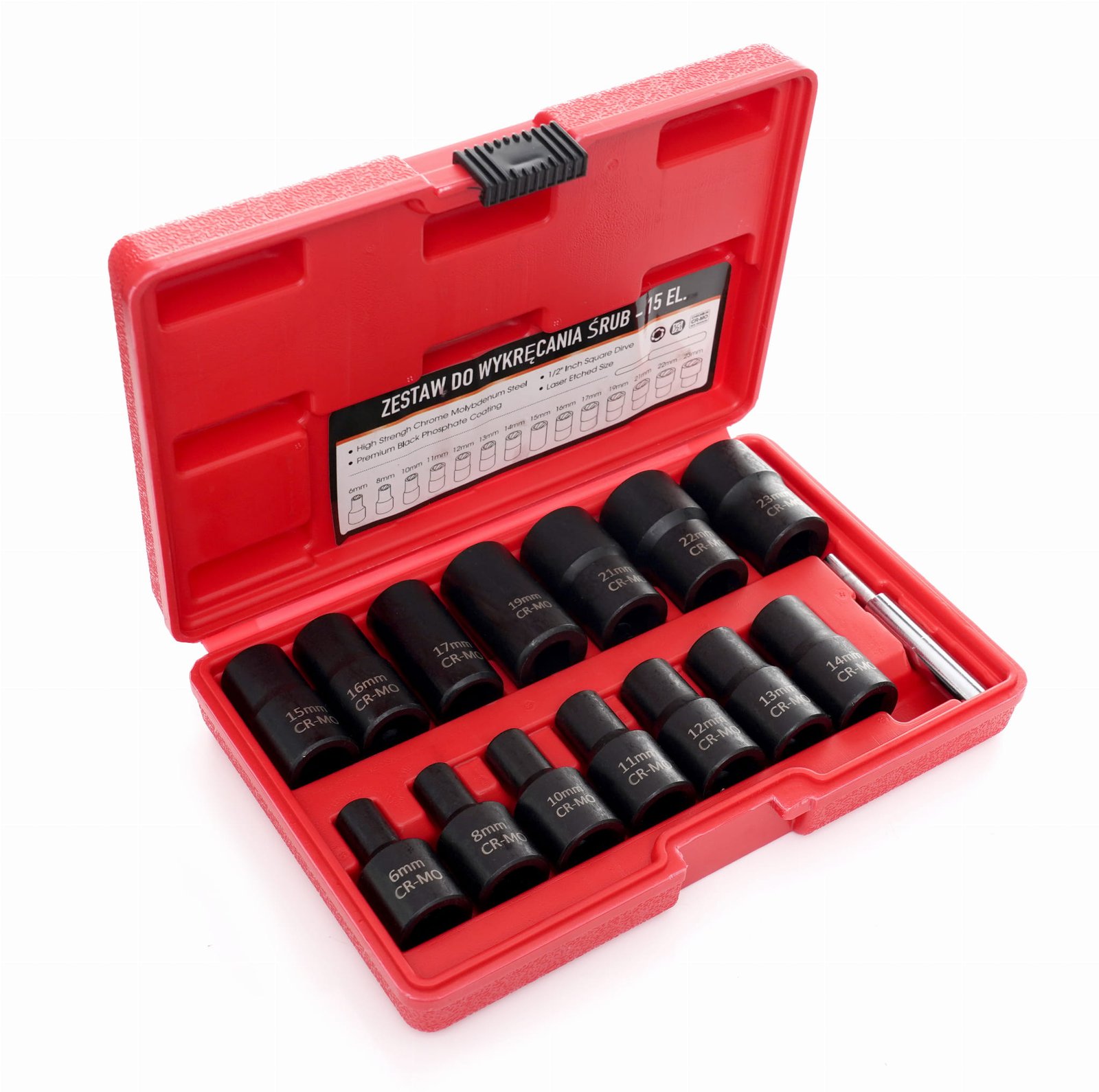 Galvučių rinkinys sugadintiems varžtams 1/2" - 15 VNT KD11793 - Sodrinta.lt