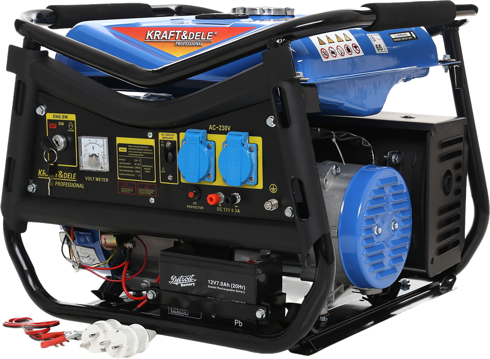 Benzininis vienfazis elektros generatorius KRAFT&DELE 3000W 12/230V KD143 - Image 6