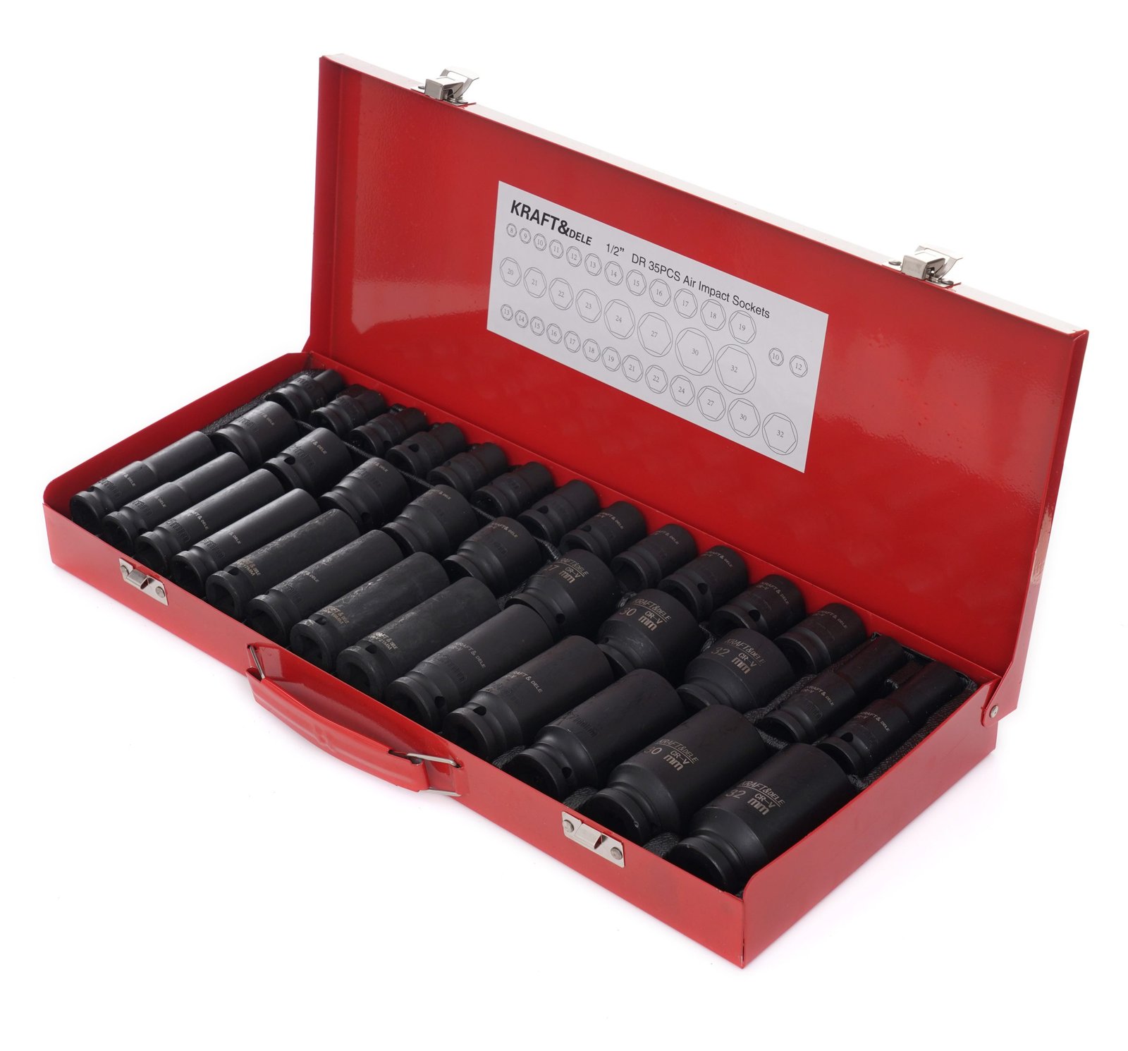 Smūginių galvučių rinkinys 1/2" 35 vnt. KD11756 (Cr-Mo plienas) - Sodrinta.lt