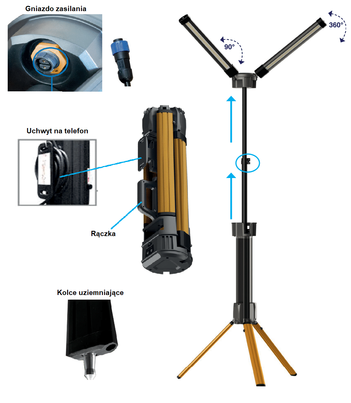 LED prožektorius su stovu KD1266 - Sodrinta.lt