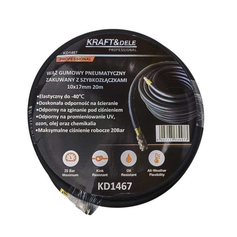 Guminė pneumatinė žarna su antgaliais KD1467, 10×17 mm, 20 m - Sodrinta.lt