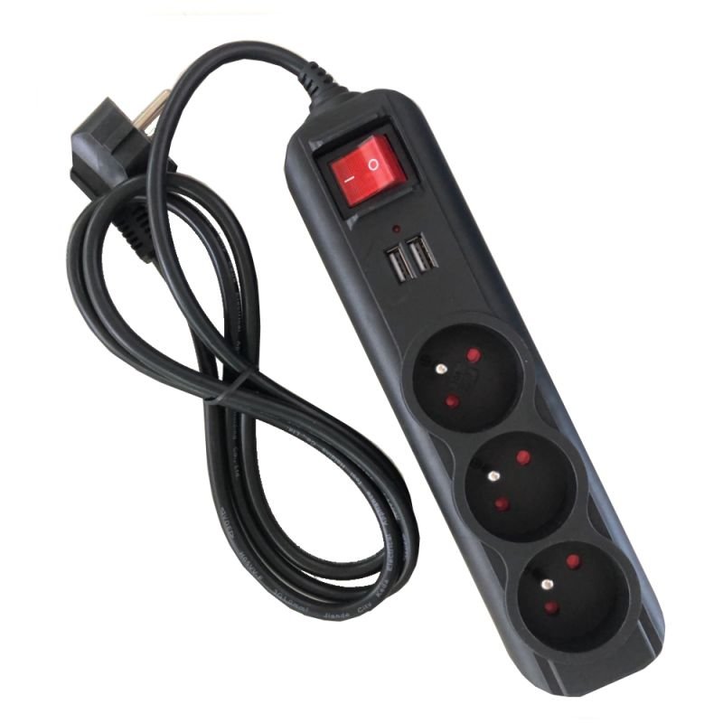 Prailgintuvas su USB, 3 m, 3 lizdai KD4032 - Sodrinta.lt