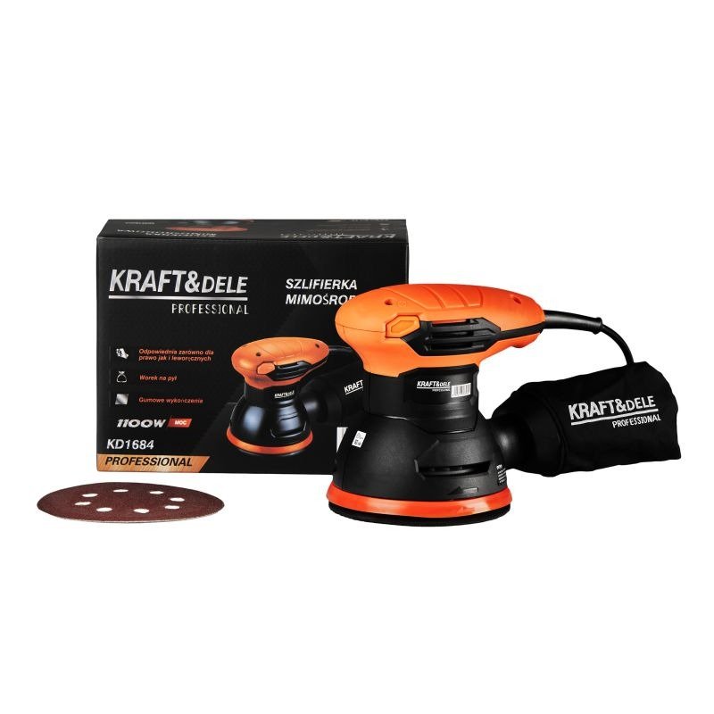EKSCENTRINIS ŠLIFUOKLIS 110W + DULKIŲ MAIŠAS KD1684 - Sodrinta.lt