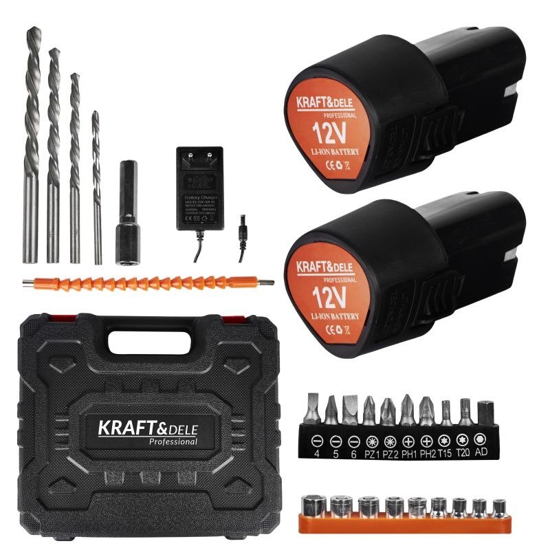 Akumuliatorinis suktuvas su priedais 30 Nm, 1,5 Ah, LED KD3085 - Sodrinta.lt