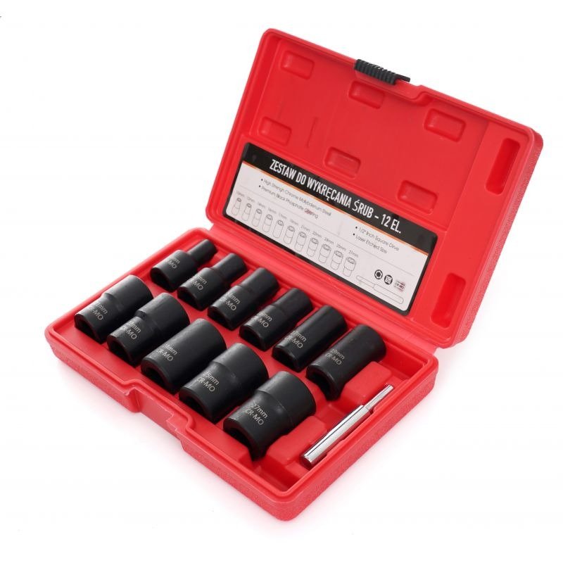 Galvučių rinkinys sugadintiems varžtams 1/2" - 12 VNT KD11792 - Sodrinta.lt