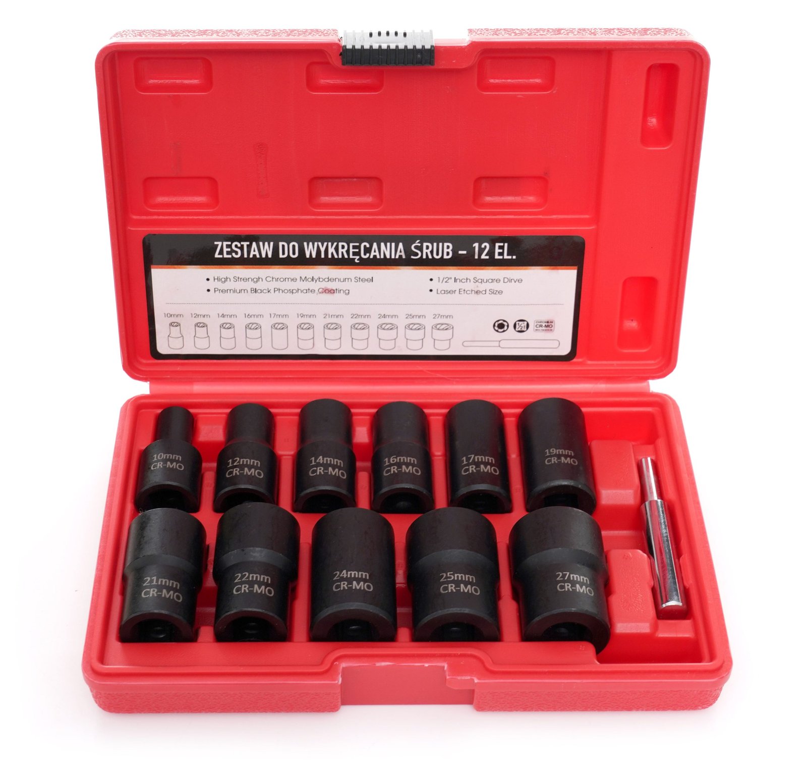 Galvučių rinkinys sugadintiems varžtams 1/2" - 12 VNT KD11792 - Sodrinta.lt