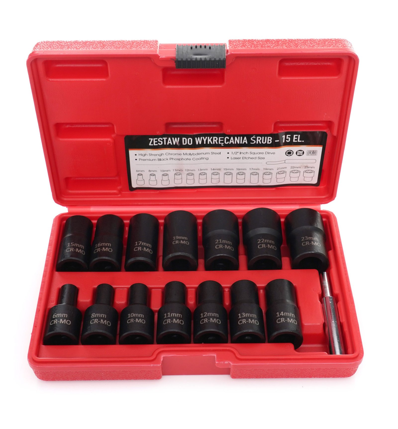 Galvučių rinkinys sugadintiems varžtams 1/2" - 15 VNT KD11793 - Sodrinta.lt
