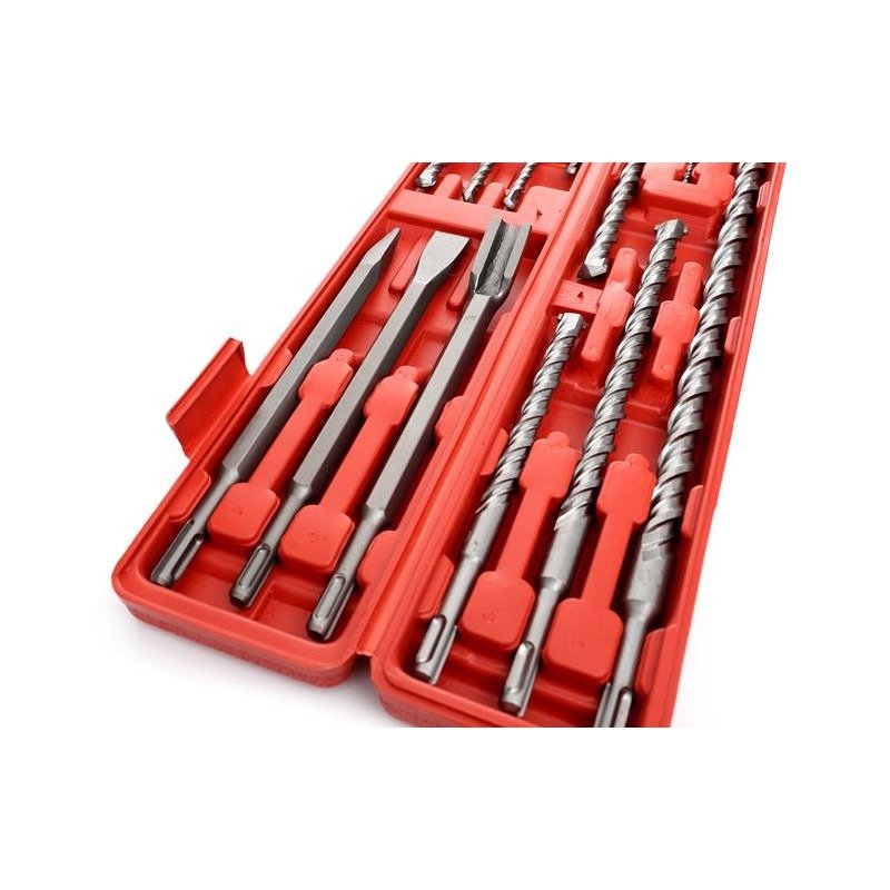 9 grąžtų ir 3 kaltų rinkinys SDS+ su S4 spirale KD10206 - Sodrinta.lt