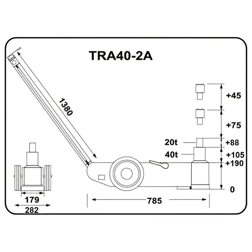 Pneumo-hidraulinis domkratas 40t/20t - Sodrinta.lt