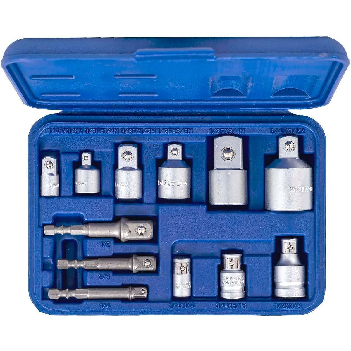 1/4" + 3/8" + 1/2" + 3/4" Adapterių rinkinys 12vnt. - Sodrinta.lt