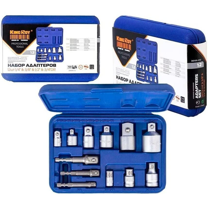 1/4" + 3/8" + 1/2" + 3/4" Adapterių rinkinys 12vnt. - Sodrinta.lt