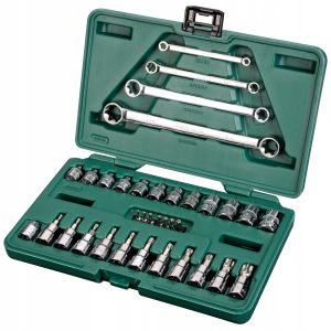 1/4" + 3/8" E-TORX galvučių ir veržliarakčių rinkinys 35vnt. - Sodrinta.lt