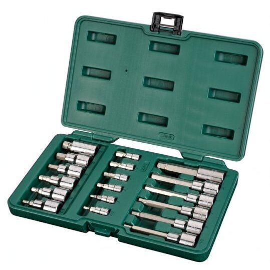 1/4" + 1/2" Galvučių su antgaliais rinkinys (HEX) 18vnt. - Sodrinta.lt