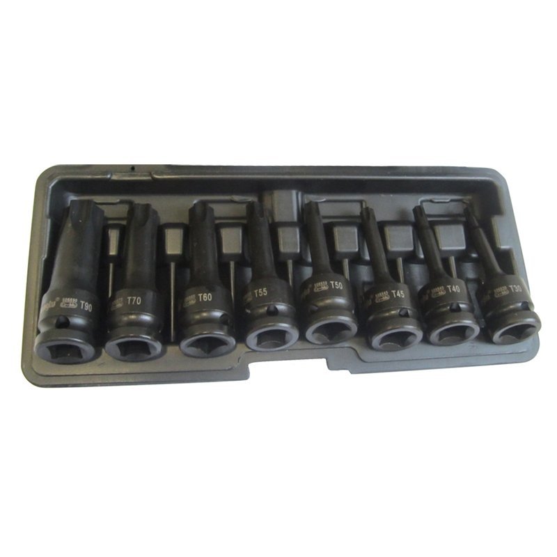 1/2" Prailgintų galvučių smūginių su antgaliais rinkinys (TORX) 8vnt. - Sodrinta.lt