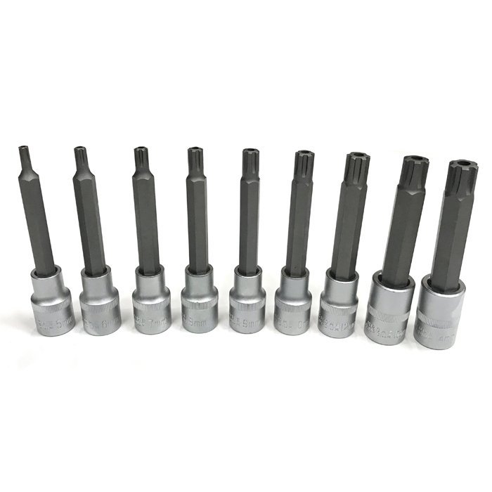 1/2" + 3/8" Galvučių su antgaliais rinkinys (RIBE) 9vnt. - Sodrinta.lt