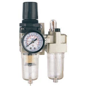 Oro srauto reguliatorius 1/4" su filtru ir tepaline - Sodrinta.lt