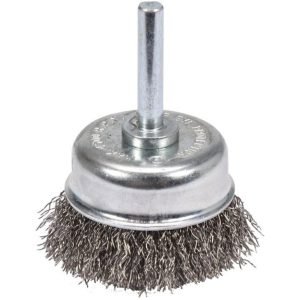 Šepetys vielinis puodo tipo su kotu, garbanotas 50mm su koteliu INOX - Sodrinta.lt