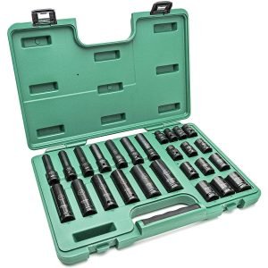 1/2" Prailgintų ir trumpų smūginių galvučių rinkinys (10-24mm)(26vnt) (plonasienės) - Sodrinta.lt