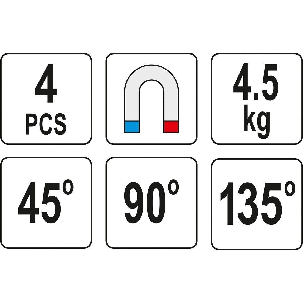 Suvirinimo kampų magnetinių rink.(4vnt)(45°-90°-135°) - Sodrinta.lt
