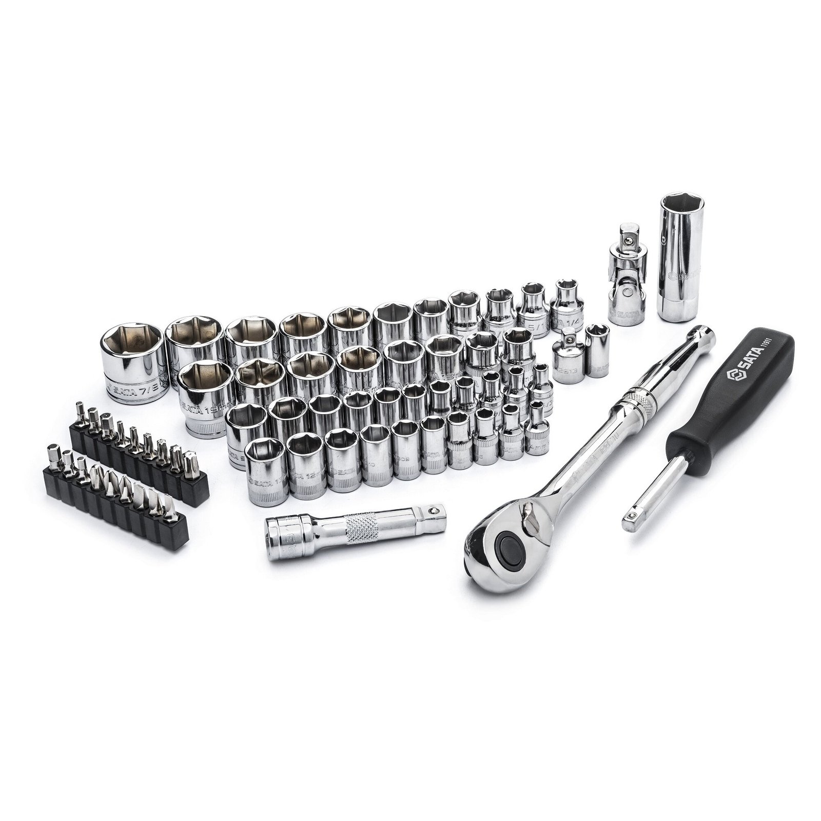 Galvučių rinkinys 3/8"+1/4" (65vnt) (SAE & metrinė sistema) - Sodrinta.lt