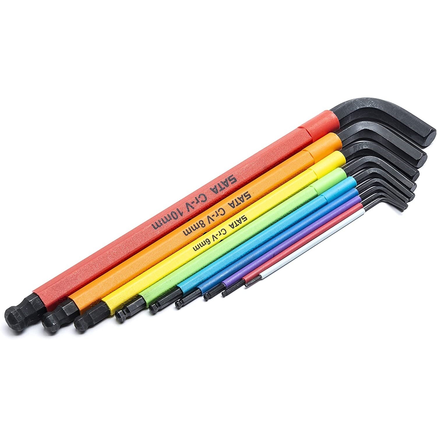 L-tipo šešiakampių prailgintų, apvalia galvute raktų rinkinys (spalvoti)(1.5-10mm) - Sodrinta.lt