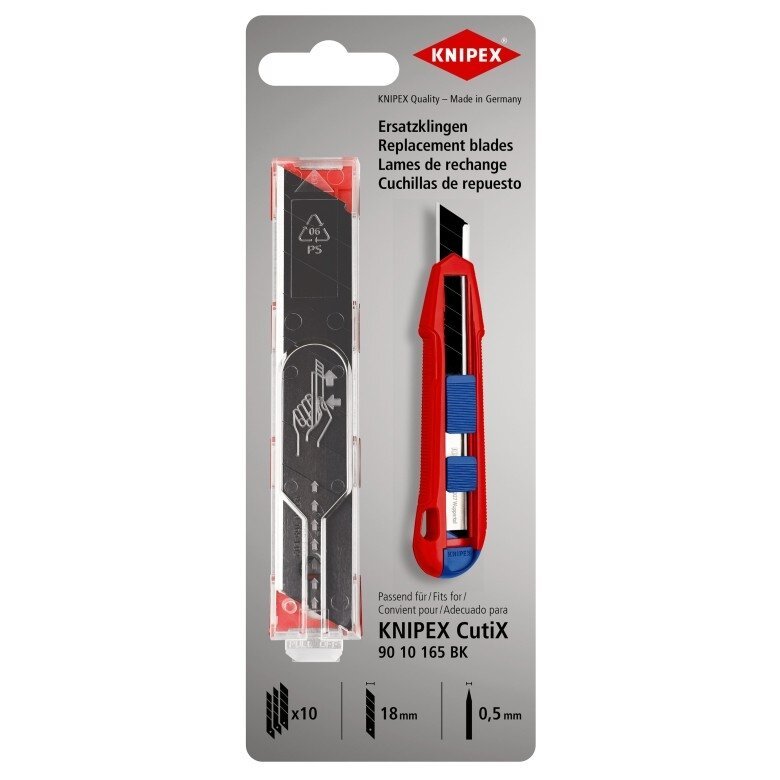 Geležtė nulaužiama peiliui 18mm (10vnt) KNIPEX - Sodrinta.lt