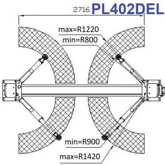 Hidraulinis 2 kolonų keltuvas su elektromag. fiksavimu, (su prailg. letenomis) 4.0t - Sodrinta.lt
