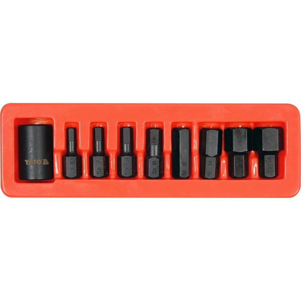 1/2" Galvučių smūginių su antgaliais rinkinys (HEX) (9vnt) - Sodrinta.lt