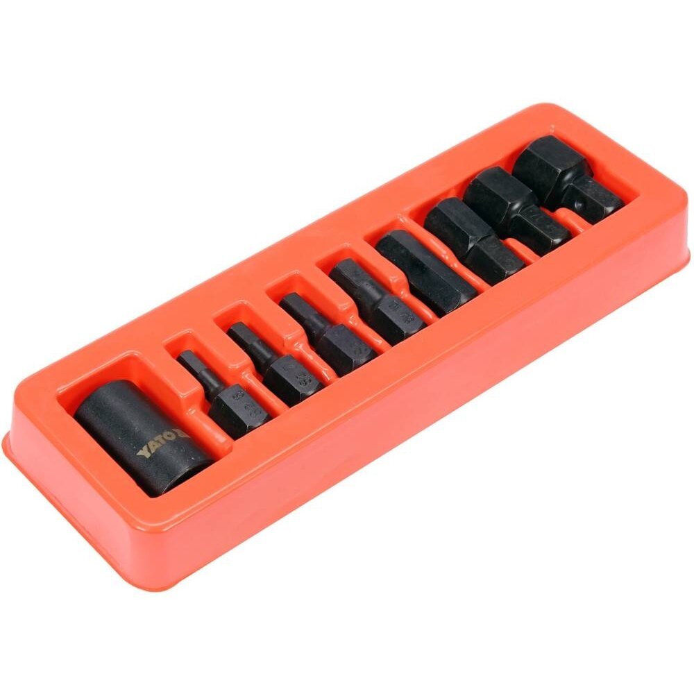 1/2" Galvučių smūginių su antgaliais rinkinys (HEX) (9vnt) - Sodrinta.lt