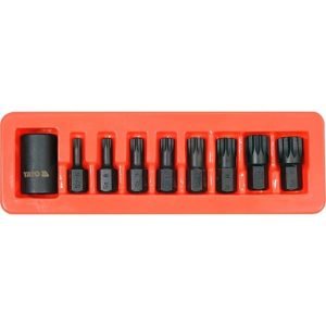 1/2" Galvučių smūginių su antgaliais rinkinys (SPLINE) (9vnt) - Sodrinta.lt