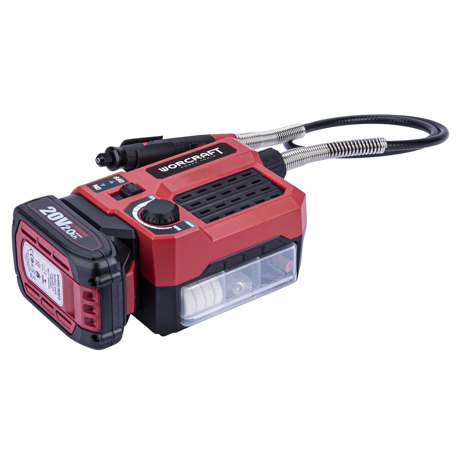 Akumuliatorinis mini tiesinis šlifuoklis su priedais WORCRAFT 20V LI-ION - Sodrinta.lt