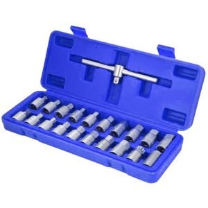 Galvučių rinkinys tepalo kamščiui atsukti 3/8" 21vnt. - Sodrinta.lt