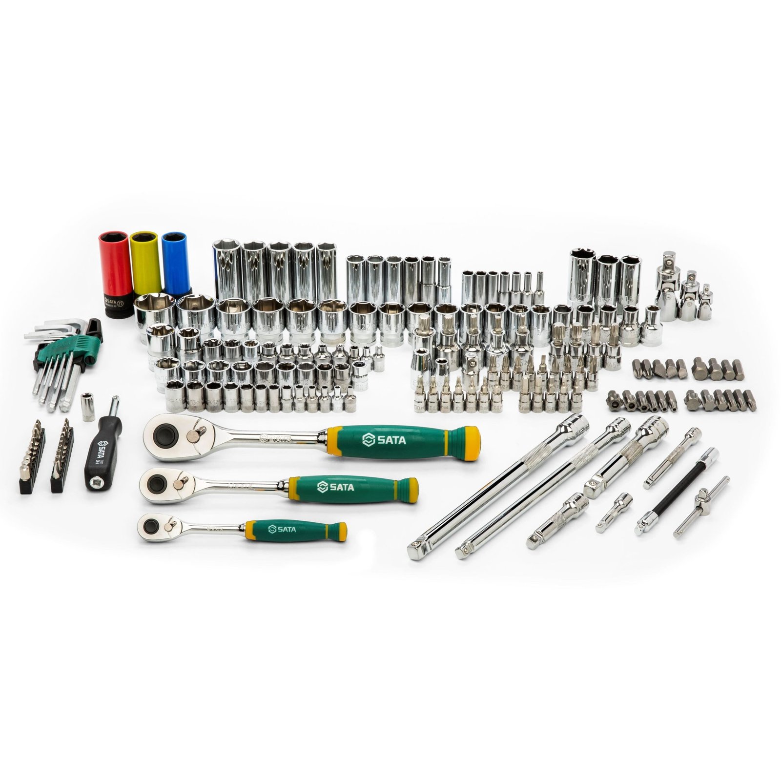 1/4'' + 3/8'' + 1/2'' Galvučių rinkinys 180vnt. 6-kampės - Sodrinta.lt