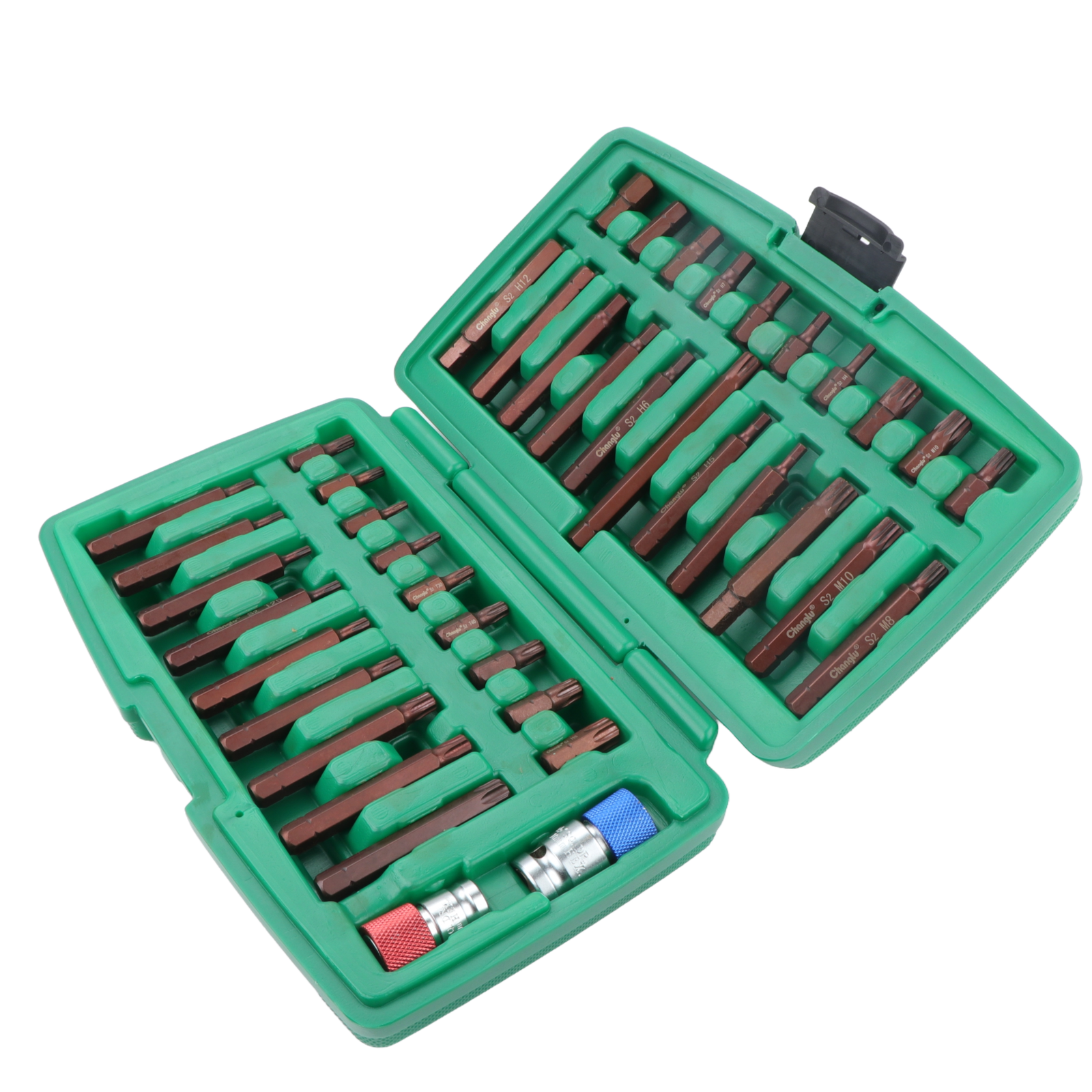 Keičiamų antgalių rinkinys (IMBUS, TORX,SPLINE) 41vnt. S2 - Sodrinta.lt