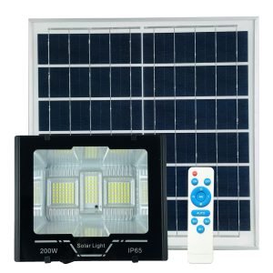Autonominis šviestuvas su saulės baterija ir šviesos jutikliu 200W - Sodrinta.lt