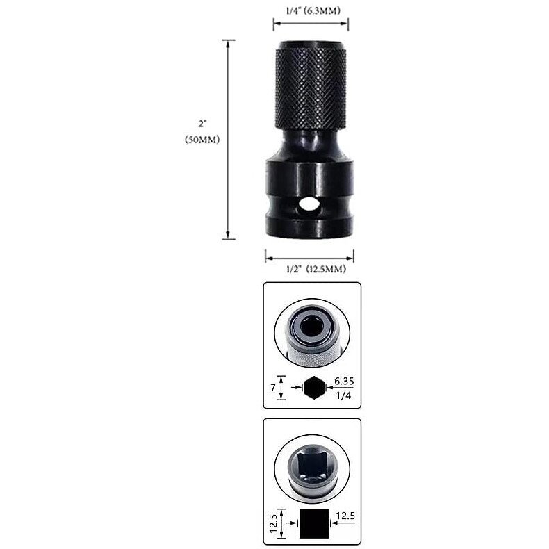 Adapteris suktuvui smūginis 1/2' - HEX 1/4" - Sodrinta.lt