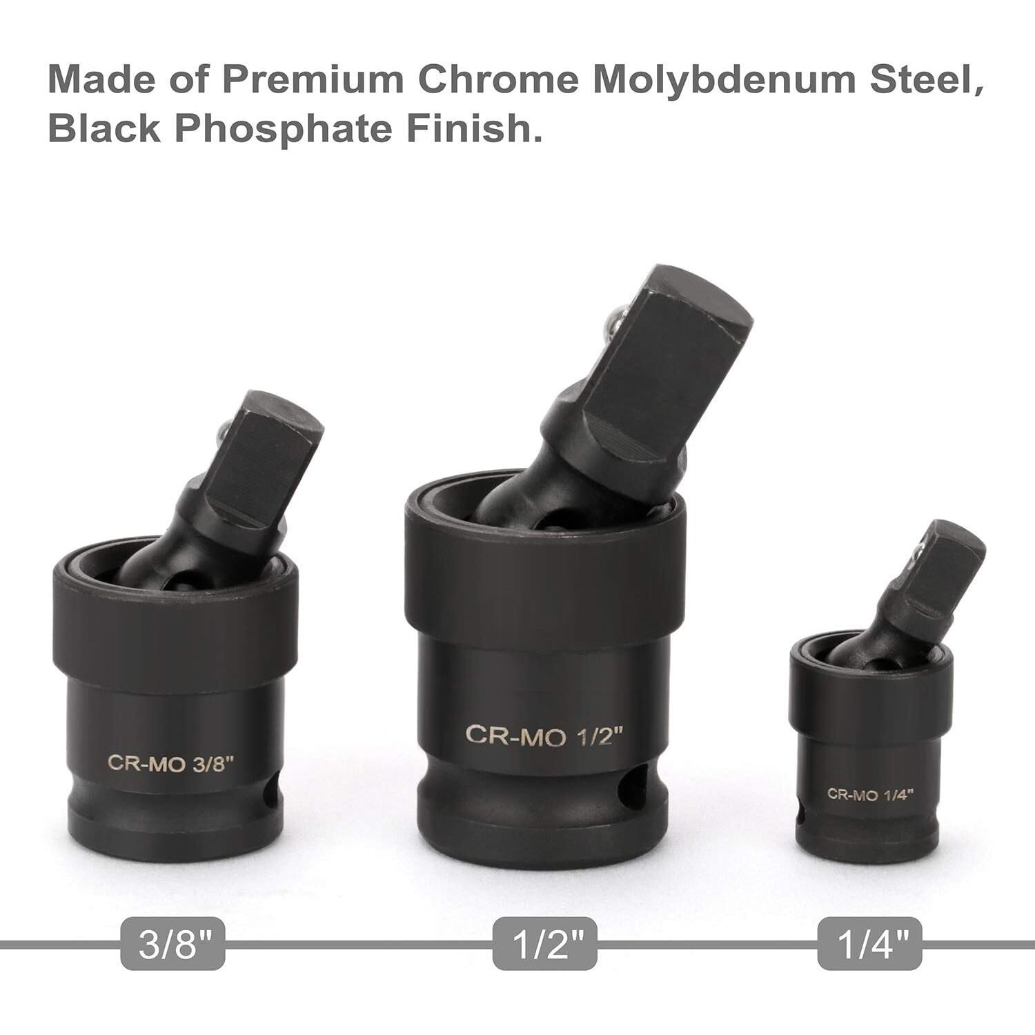 Universalių šarnyrų smūginių rinkinys 3vnt. 1/4"+3/8"+1/2" - Sodrinta.lt