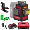 Akumuliatorinis lazerinis nivelyras 360°x3D 12 linijų (žalias) WORCRAFT 20V 2.0Ah LI-ION (XCUBE dėžė) - Sodrinta.lt