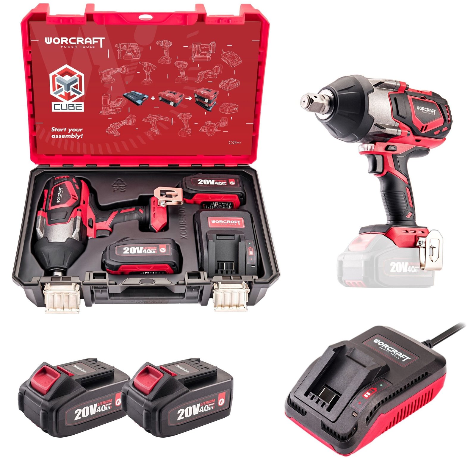 Akumuliatorinis smūginis veržliasukis 3/4'' 1800nm WORCRAFT 20V LI-ION (XCUBE dėžė) - Sodrinta.lt