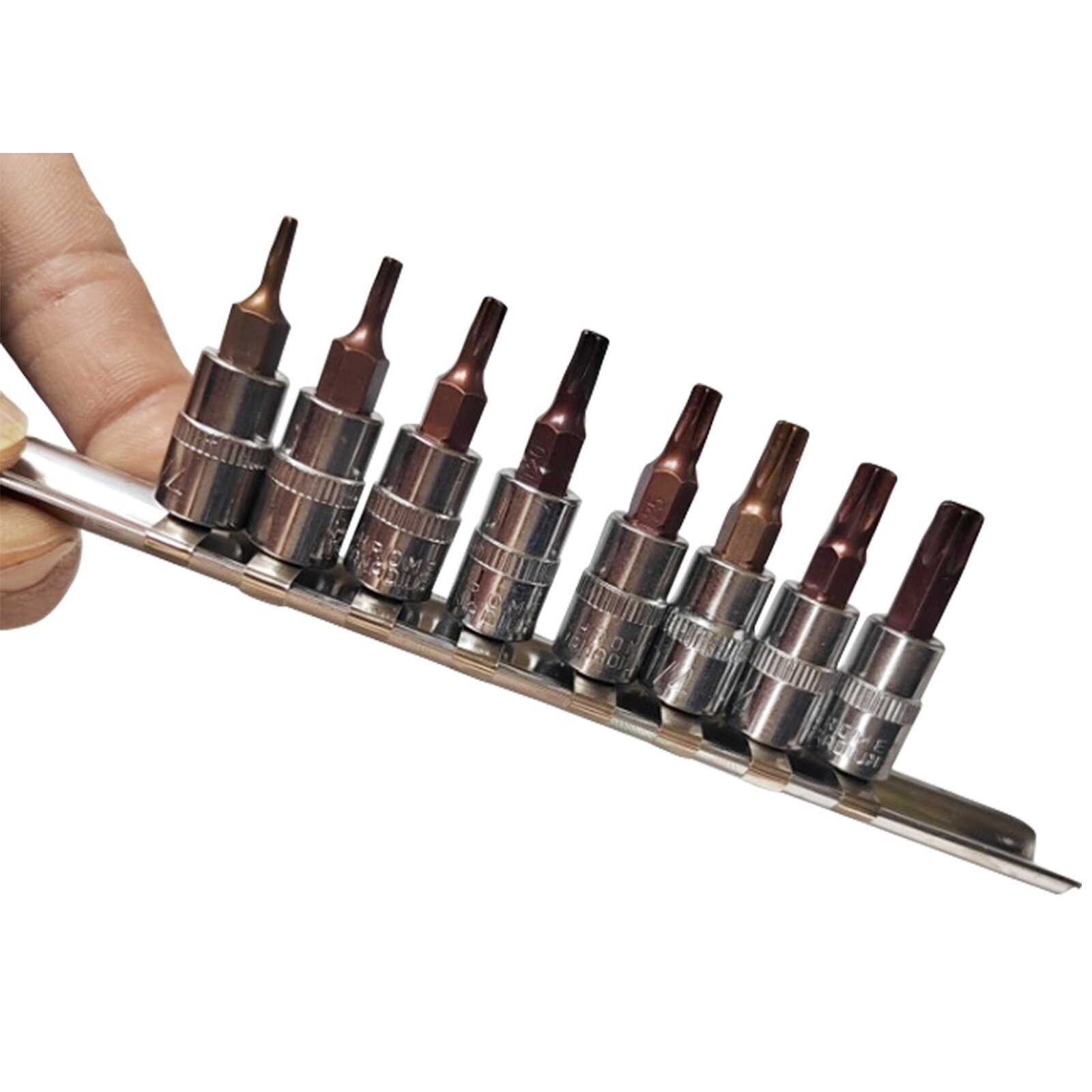 Galvučių su antgaliu rinkinys 1/4" (T-8-T-40)(torx) 8vnt. - Sodrinta.lt