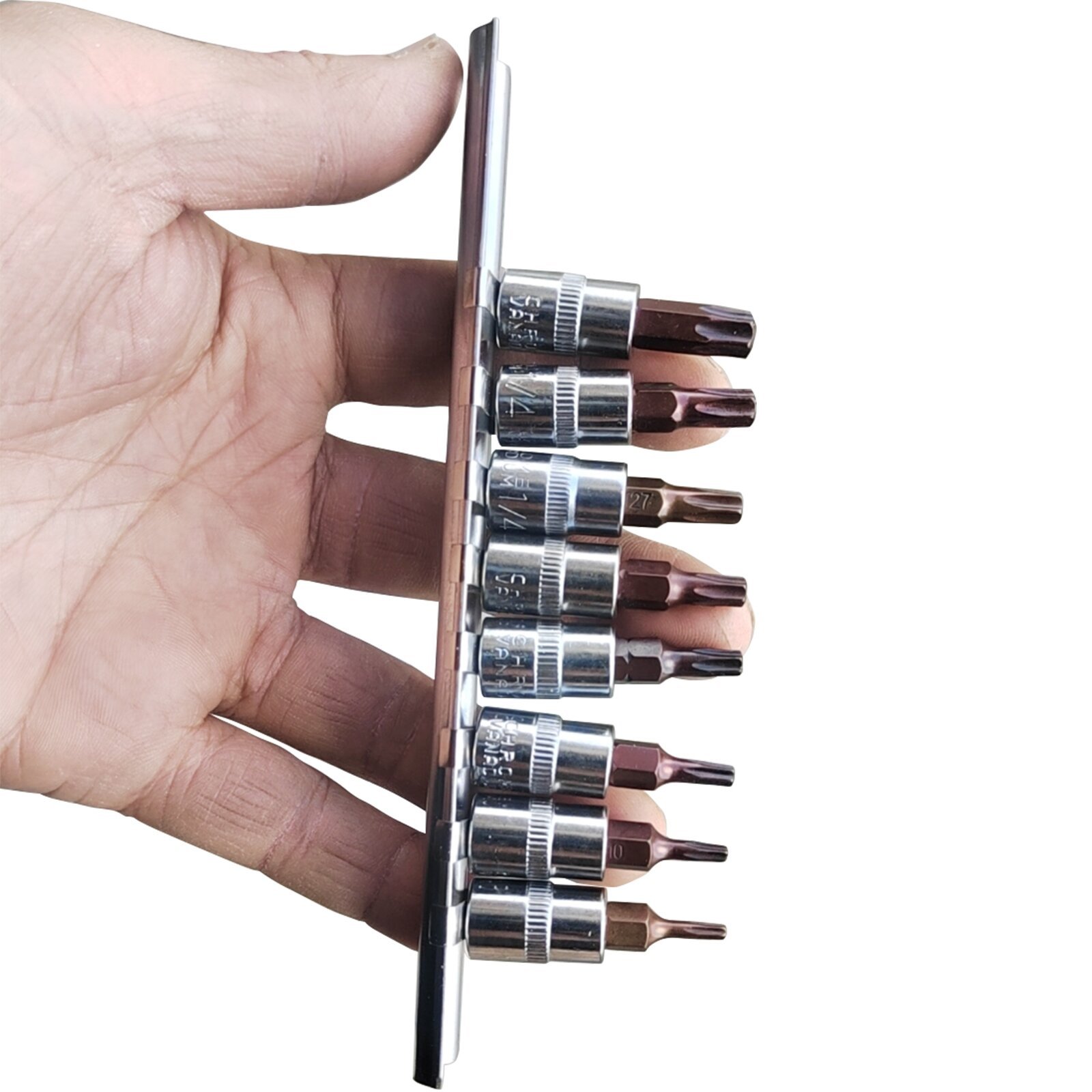 Galvučių su antgaliu rinkinys 1/4" (T-8-T-40)(torx) 8vnt. - Sodrinta.lt