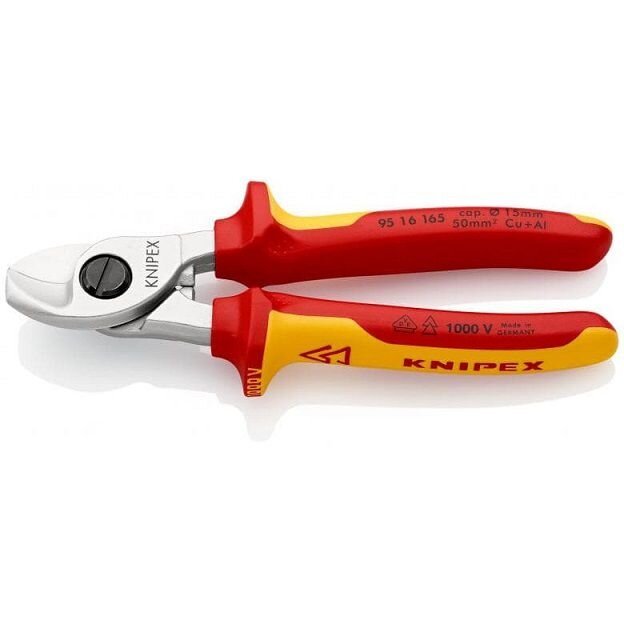 Kabelio kirpimo žirklės elektrikui VDE 165mm KNIPEX - Sodrinta.lt