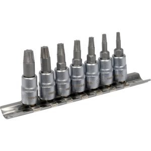 Užlūžusių varžtų išsukėjų rinkinys 1/4" TORX 7vnt. (smulkus sriegis) - Sodrinta.lt