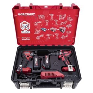 Akumuliatorinio suktuvo-gręžtuvo ir smūginio suktuvo WORCRAFT rinkinys 20V LI-ION (XCUBE dėžė) - Sodrinta.lt