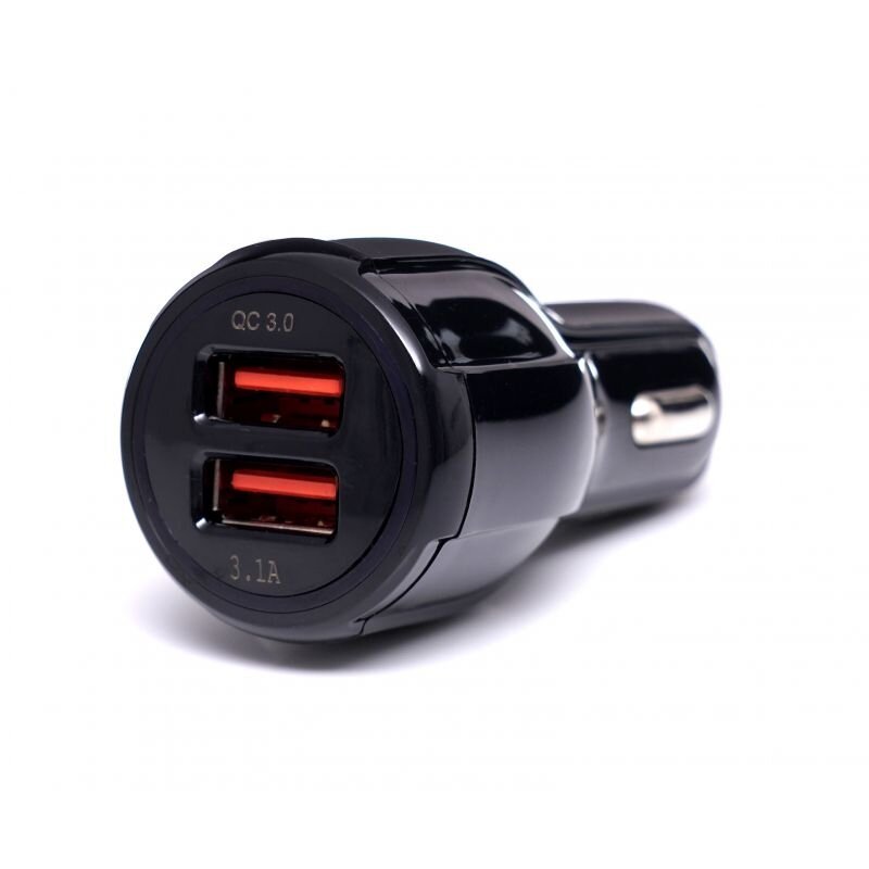 Įkroviklis automobilinis greito krovimo 12V/24V, USB/3.1A + USB/QC3.0 - Sodrinta.lt
