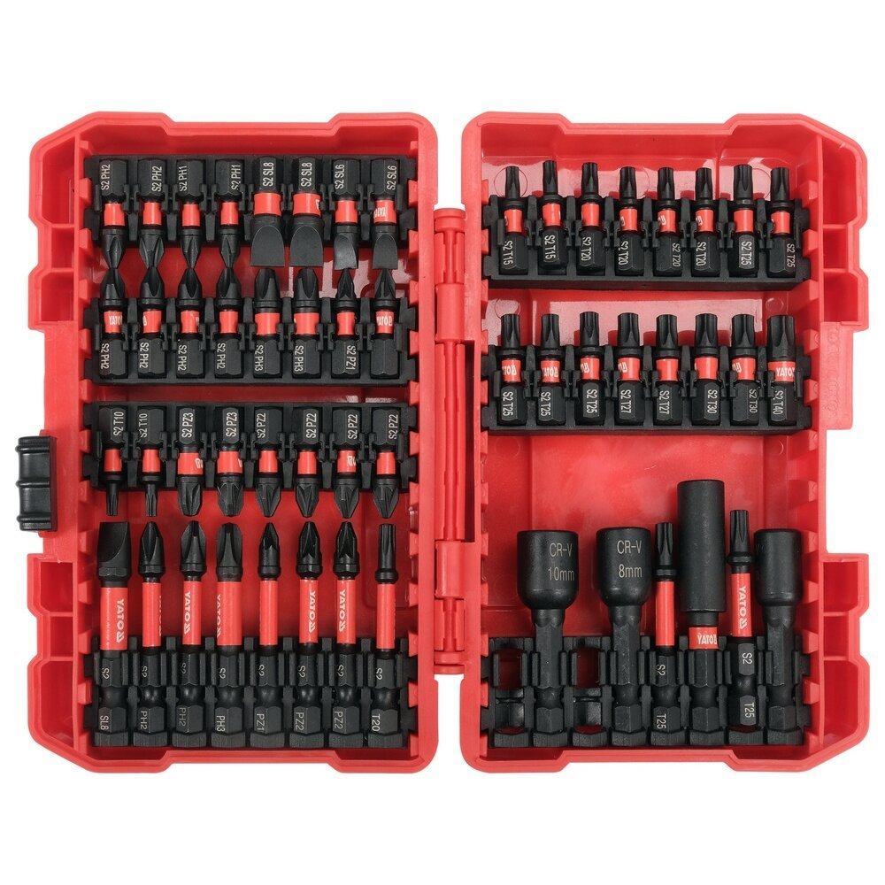 1/4" Smūginių keičiamų antgalių rinkinys (PLOKŠČIAS,PZ,PH,TORX) 54vnt. - Sodrinta.lt
