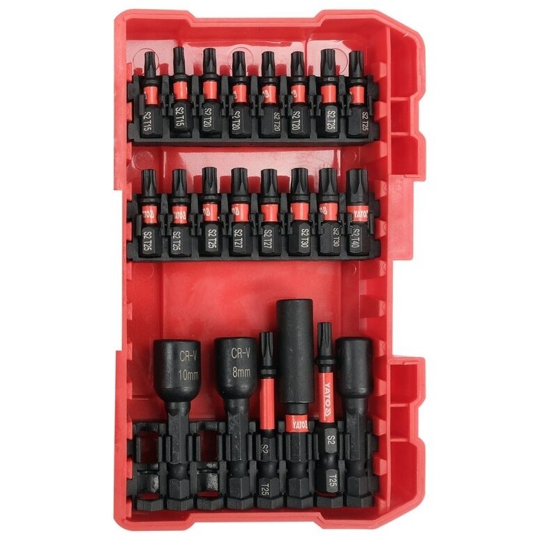 1/4" Smūginių keičiamų antgalių rinkinys (PLOKŠČIAS,PZ,PH,TORX) 54vnt. - Sodrinta.lt
