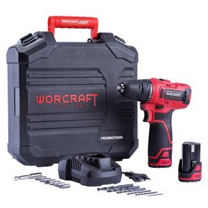 Akumuliatorinis suktuvas-gręžtuvas WORCRAFT su priedais plastikine deže 12V LI-ION - Sodrinta.lt